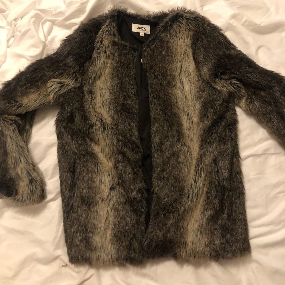 Fashion Nova Fur Brown and Black Jacket
